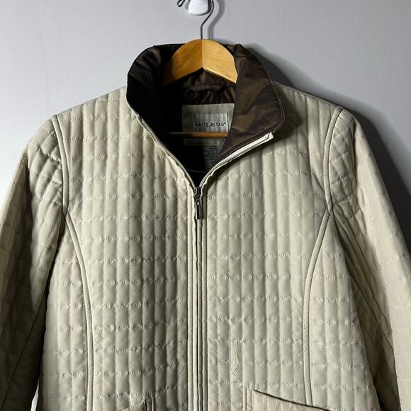 White Stag Puffer Jacket Women’s Small Cream Chore Coat Barn Farm Neutral Pocket - Picture 2 of 5